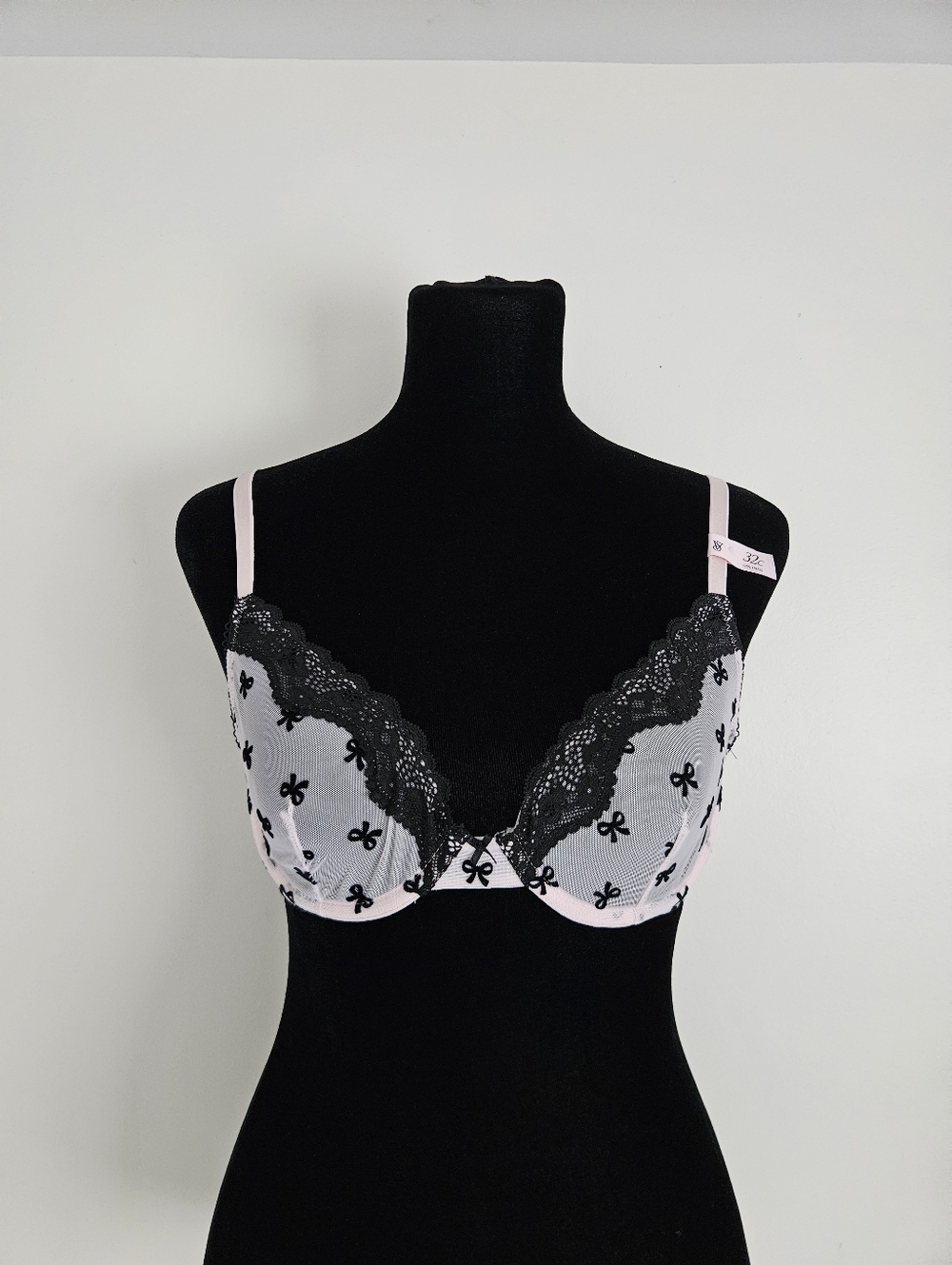 Victoria's Secret Light Pink Bra with Black Lace Trim
